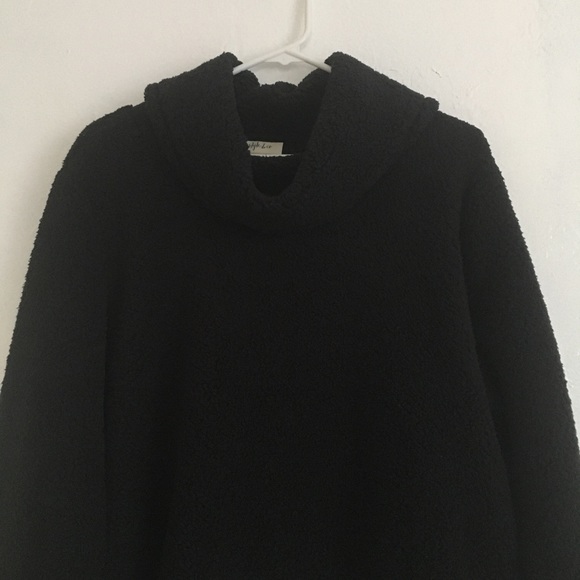 Style & Co Sweater Sherpa cowl neck deep black plus size 0X pullover - Picture 3 of 13